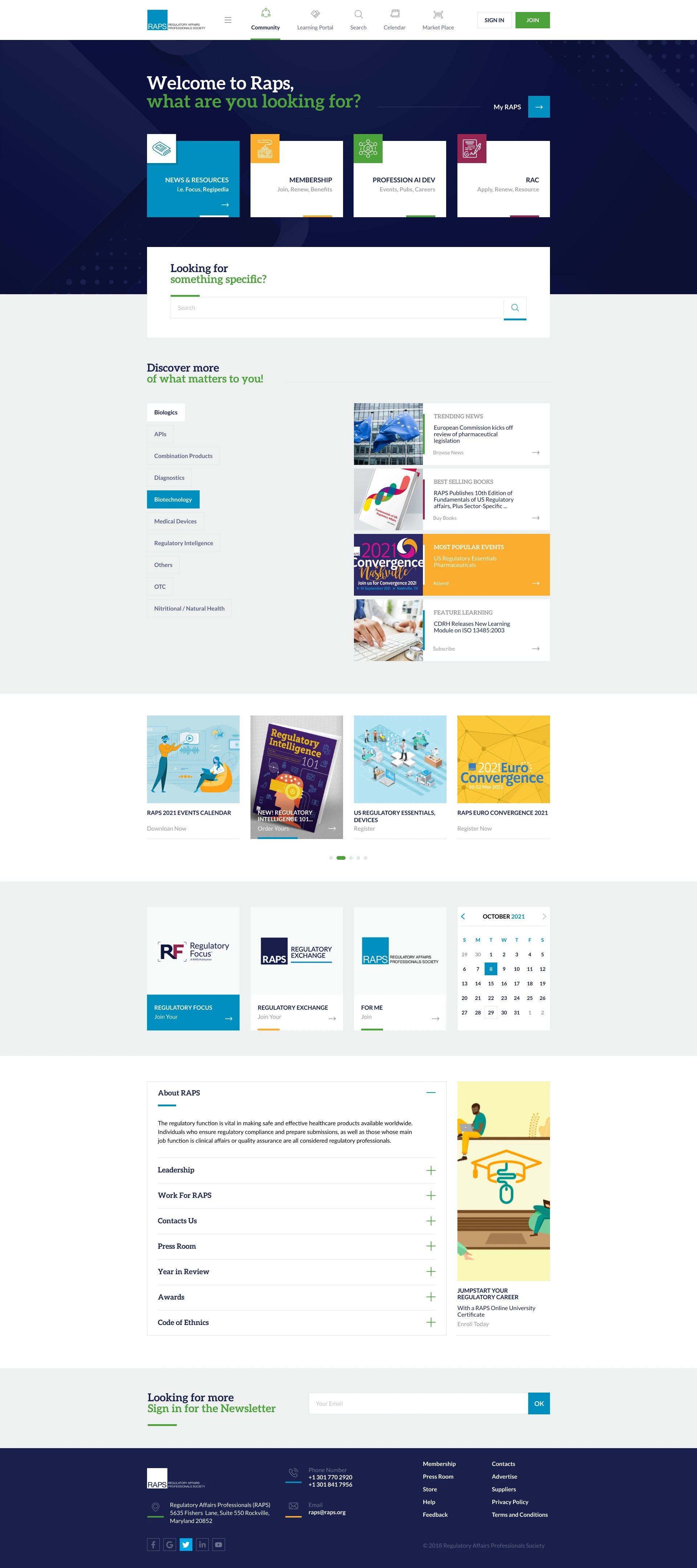 High-fidelity comp of the RAPS homepage IA in brand